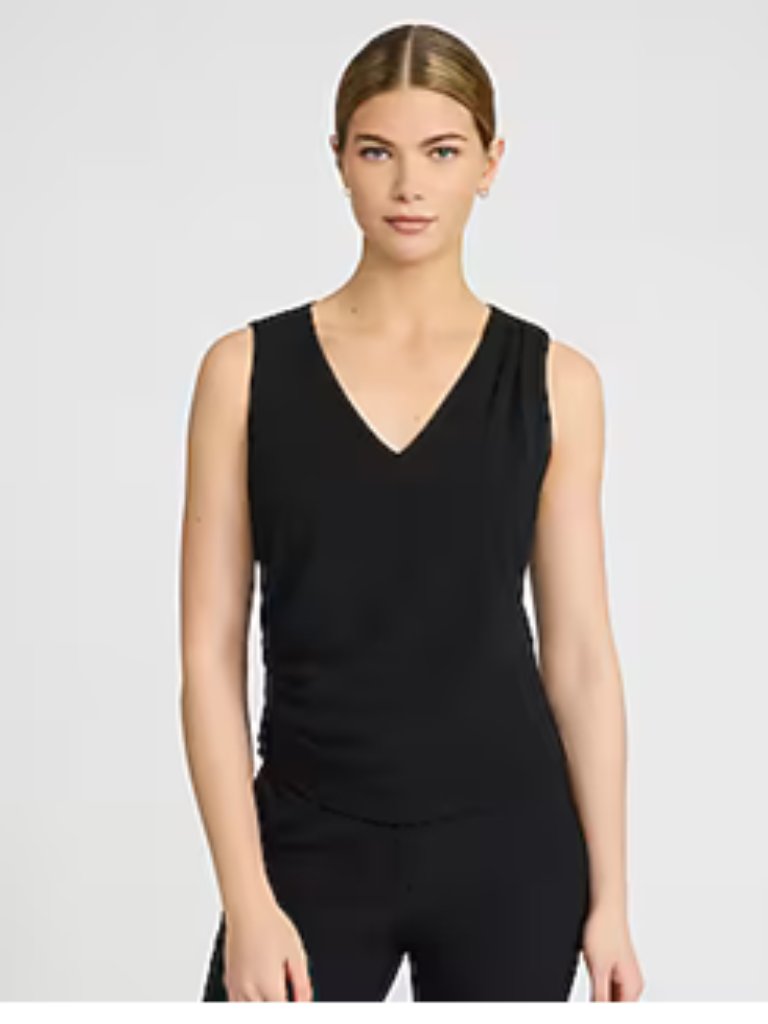 Express Black V-Neck Ruched Side Sleeveless Top